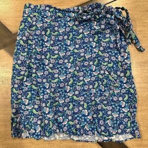 LOFT Floral Patterned Wrap Skirt in Blue and Green size 8